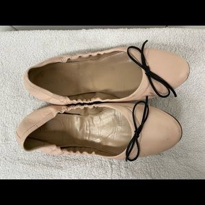 J. Crew leather pink ballet flats.